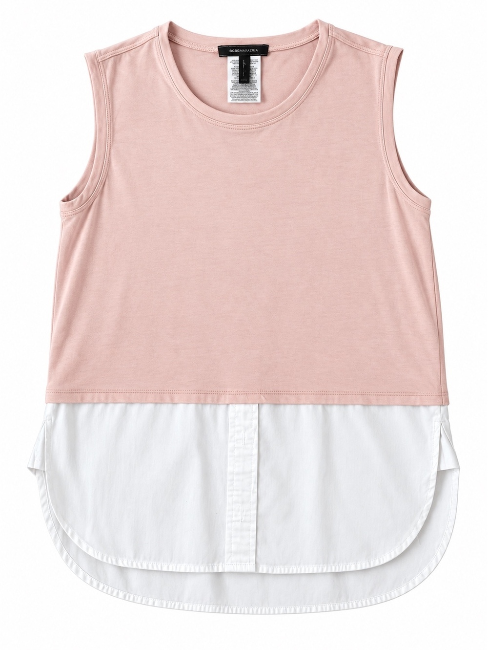 BCBGMAXAZRIA XXS Blush Pink Layered Shirt Tail Tank Top High Low Minimalist